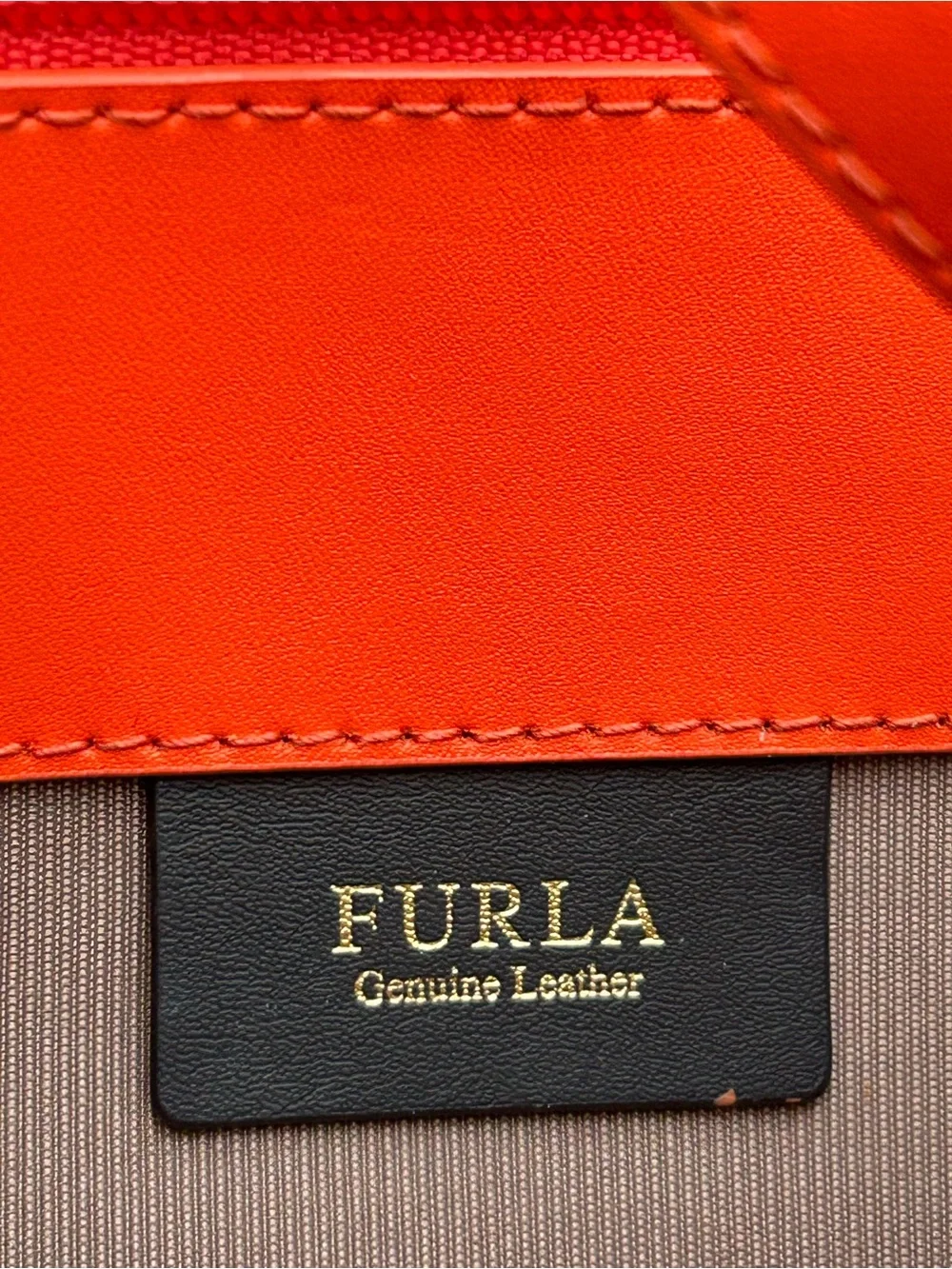 Excellent! FURLA Genuine Leather ORANGE Handbag w/Crossbody Strap